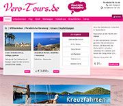 Webseite eines Reisebüros mit Kreuzfahten