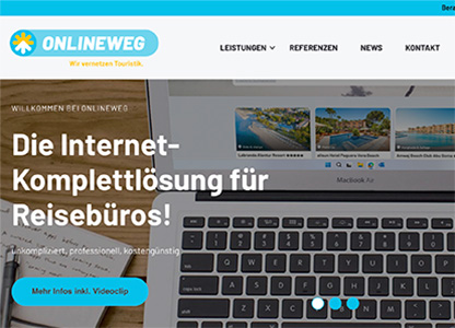 Bild Laptop mit Schriftzug Relaunch 2025: onlineweg.info in neuem Design – mehr Übersicht für Reisebüros